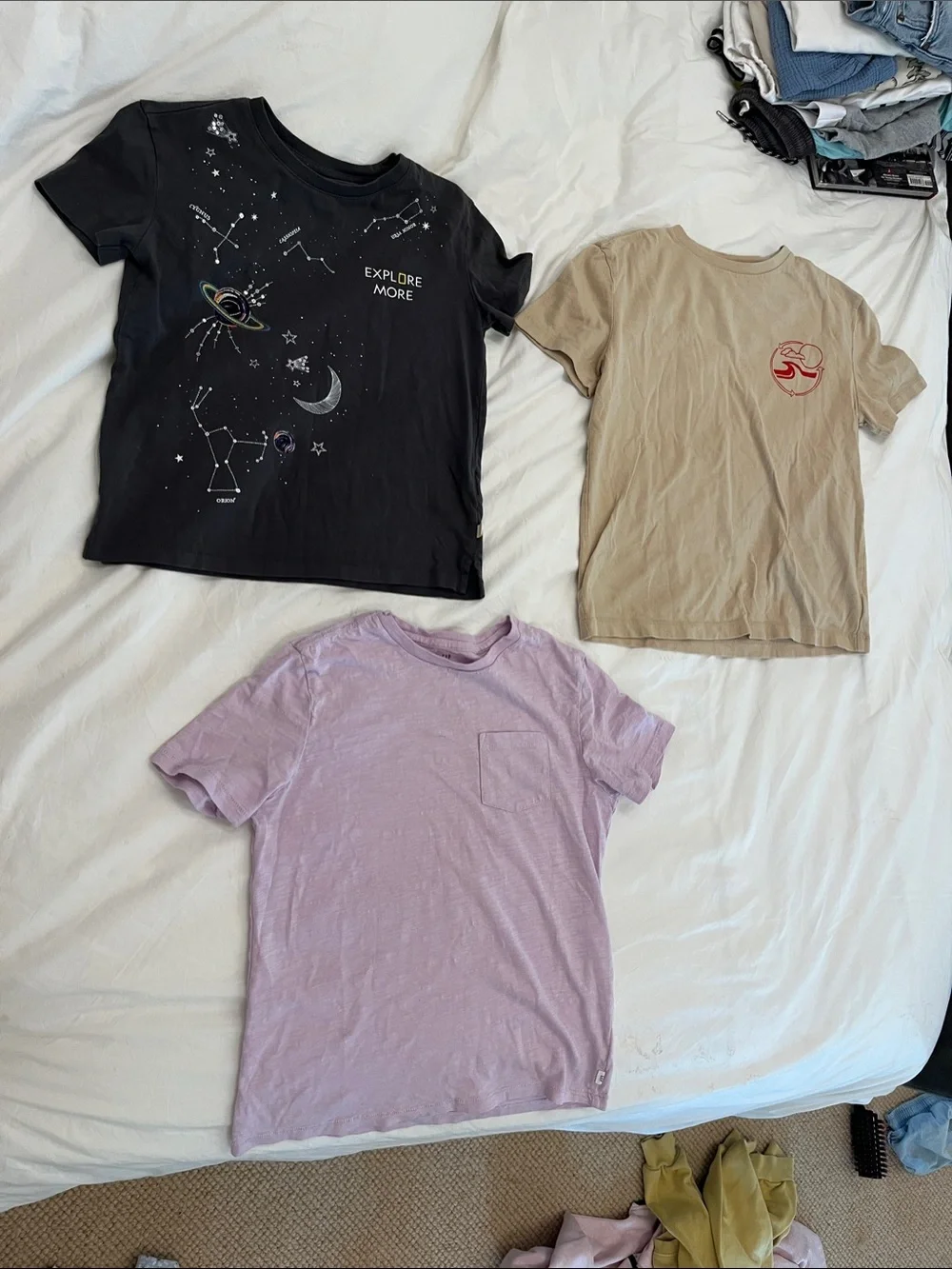 GAP Kids Three-Pack Short Sleeve Tees - Black, Tan, Lavender